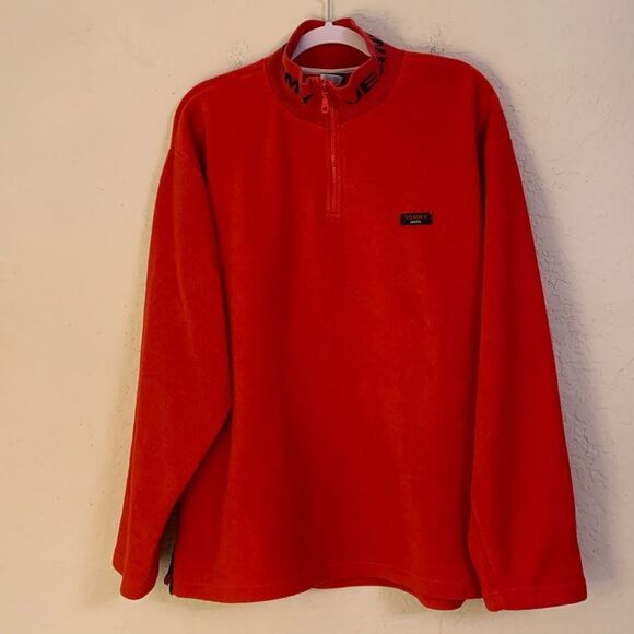 VTG Tommy Hilfiger Jeans Men’s 1/4 Zip Red Fleece Pullover Sweater Size XL - Picture 1 of 10